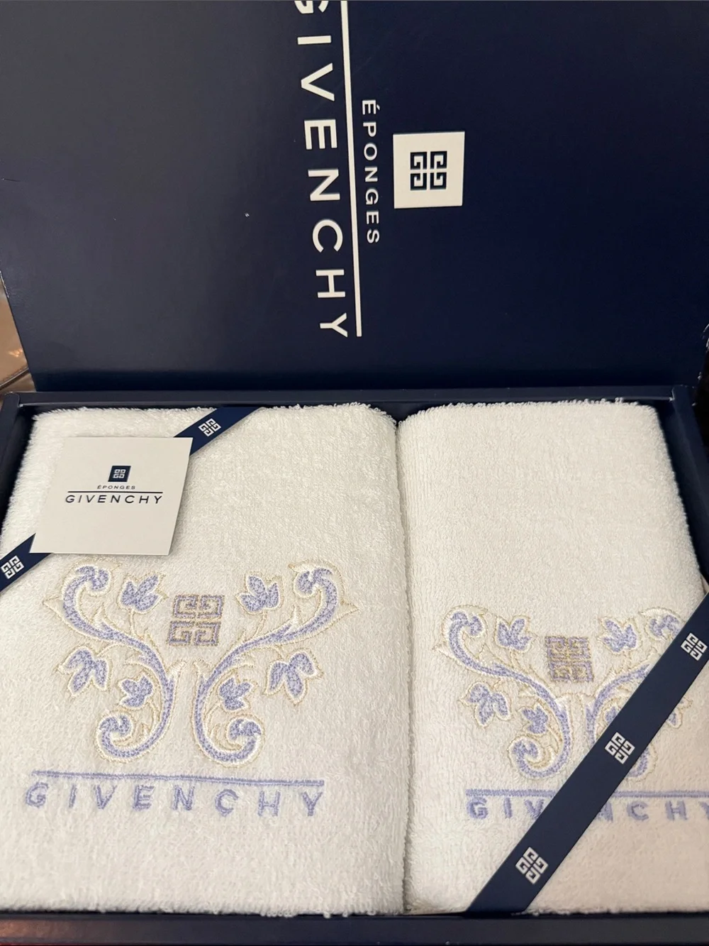 Givenchy White Embroidered Luxury Face and Hand Towel Set